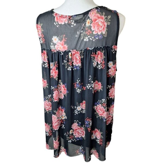Bobbie‎ Brooks Sleeveless Black Floral Womens Plus 1X Sheer Layers Lightweight - Picture 4 of 7